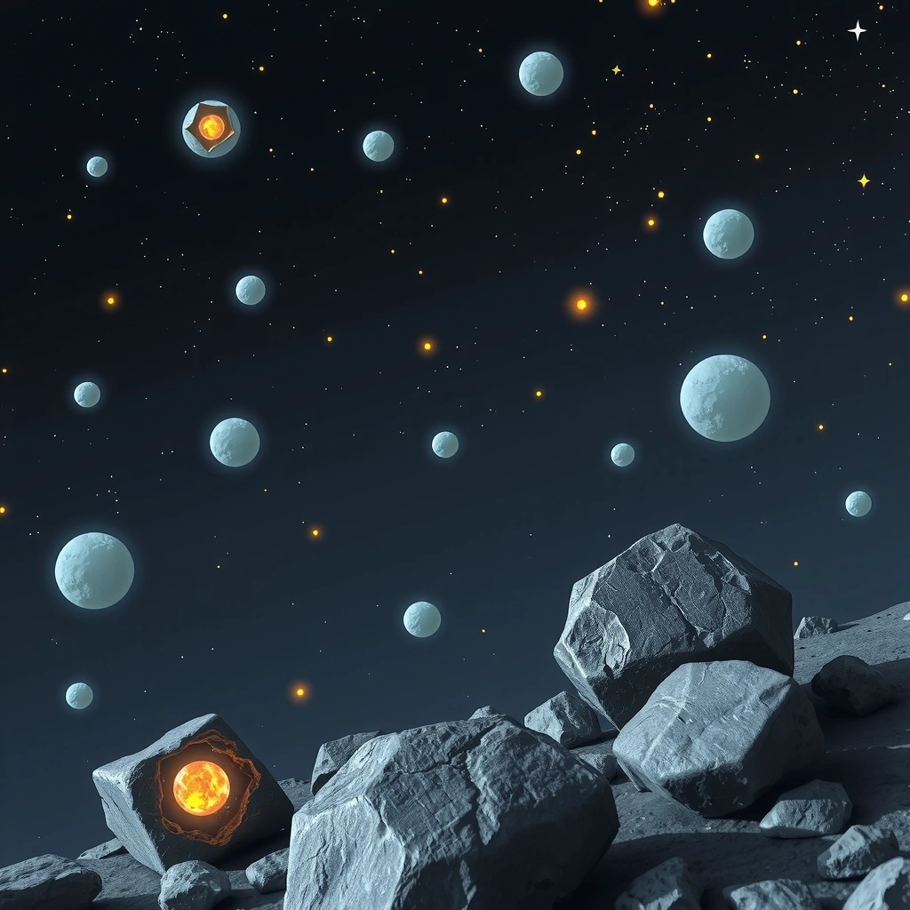 Fondo de asteroides y cosmos